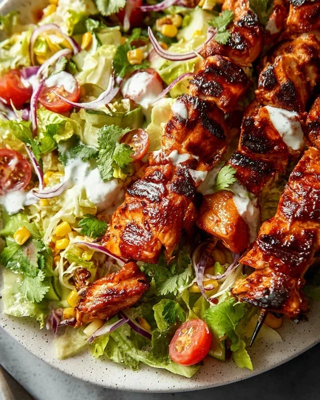 BBQ Chicken Skewer Salad