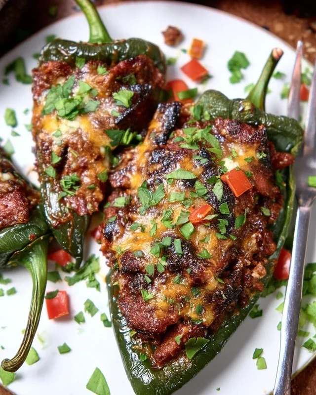 Brisket Stuffed Poblano Peppers