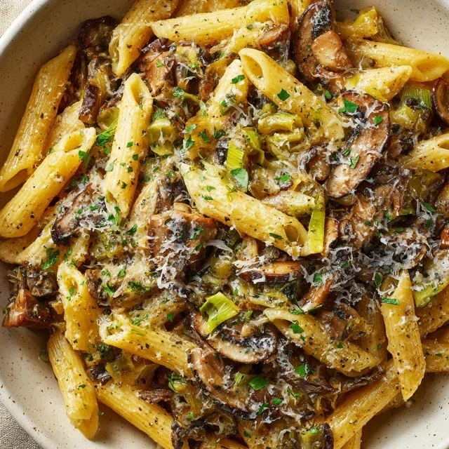 Caramelized Leek and Mushroom Gruyere Pasta