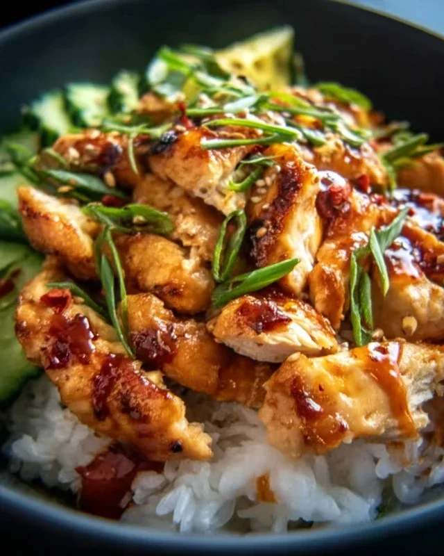 Spicy Honey-Gin Extract Extractger Chicken Bowls with Yum Yum Sauce