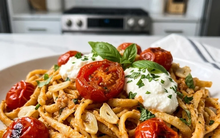 Roasted Tomato and Garlic Ricotta Pasta