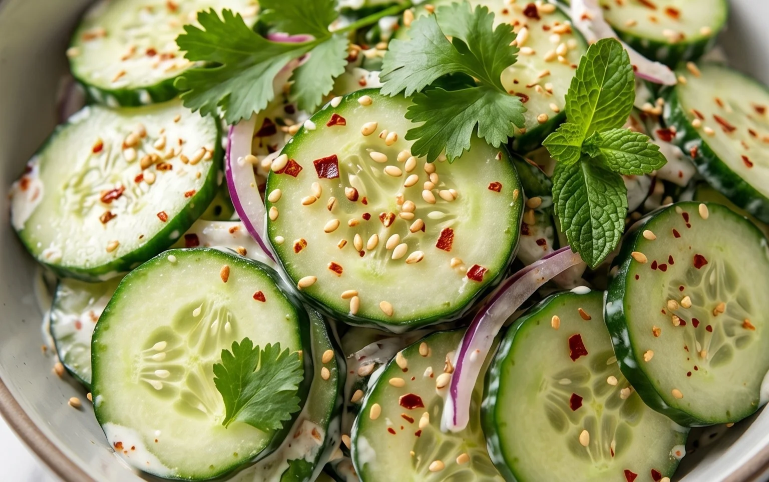 Creamy Asian Cucumber Salad Bowl