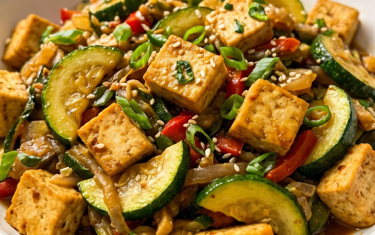 Zucchini Stir Fry With Tofu (Vegan)