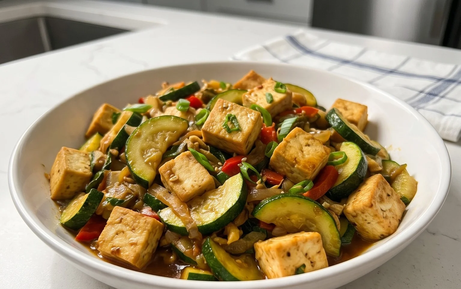 Zucchini Stir Fry With Tofu (Vegan)