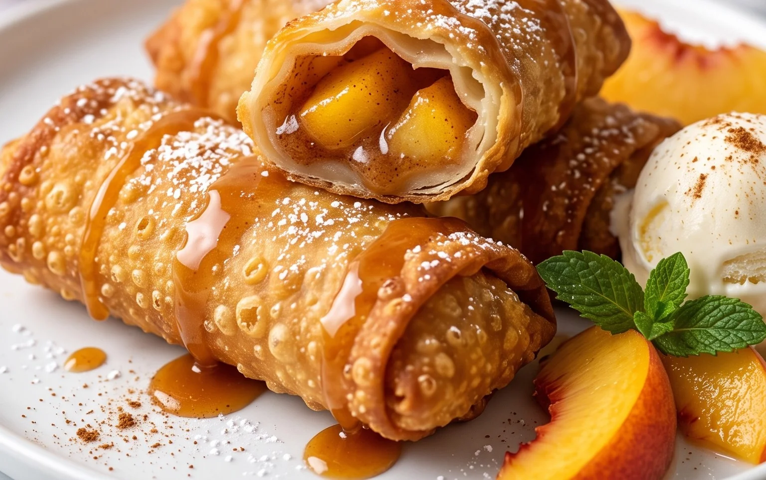Peach Cobbler Egg Rolls
