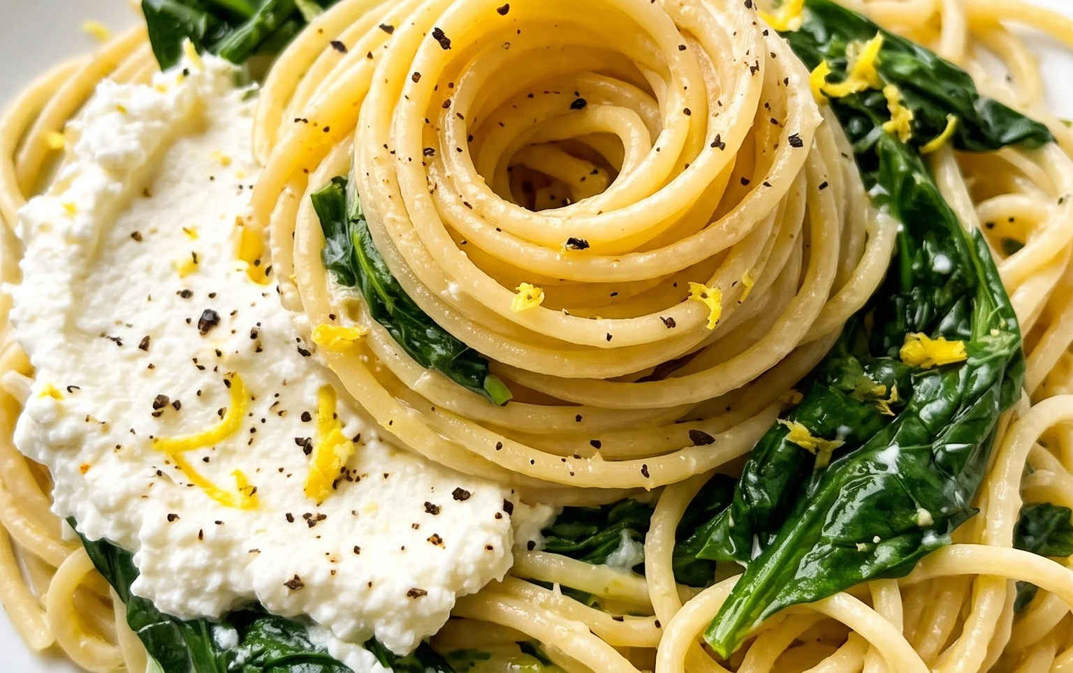 Lemon ricotta pasta & spinach