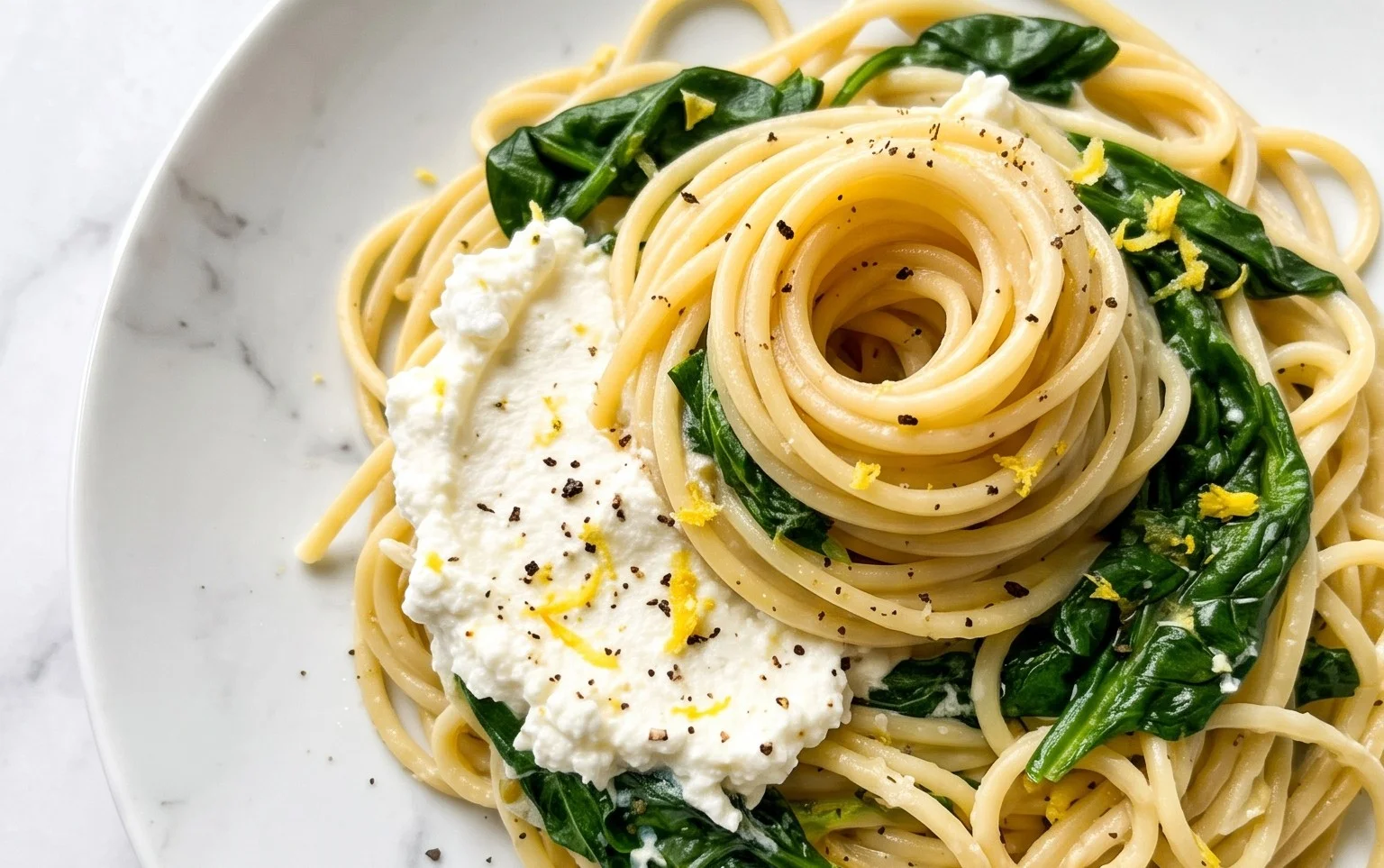 Lemon ricotta pasta & spinach