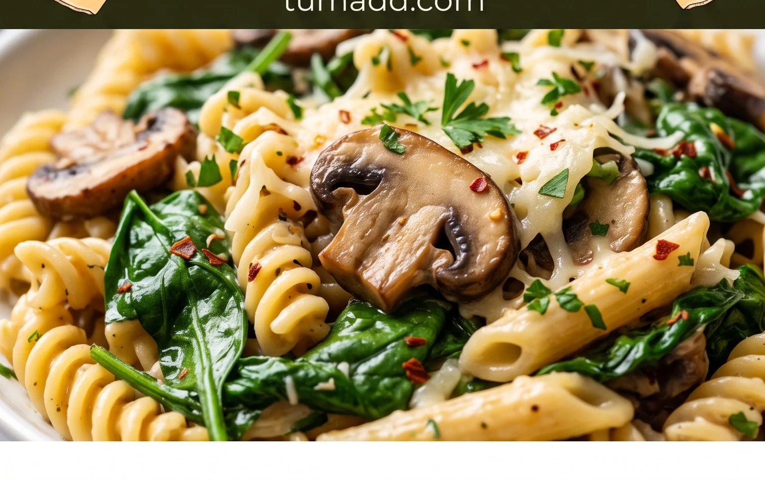 Parmesan Spinach Mushroom Pasta Skillet