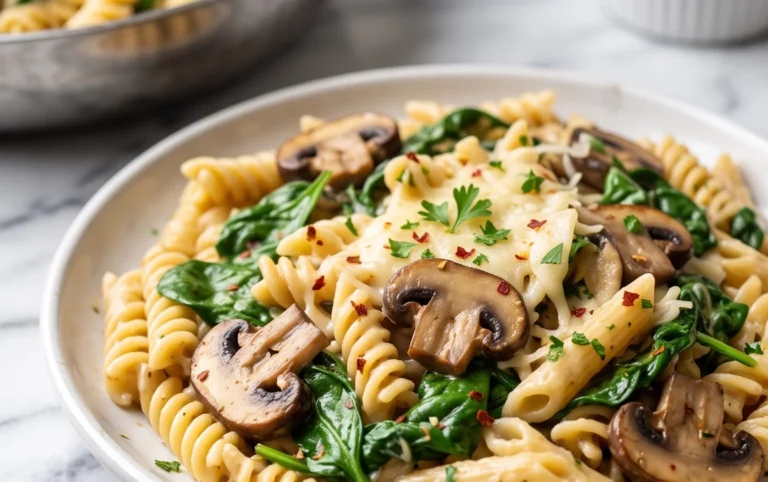 Parmesan Spinach Mushroom Pasta Skillet
