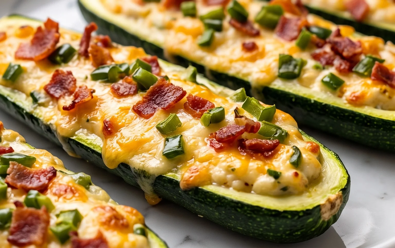 Jalapeno Popper Zucchini Boats