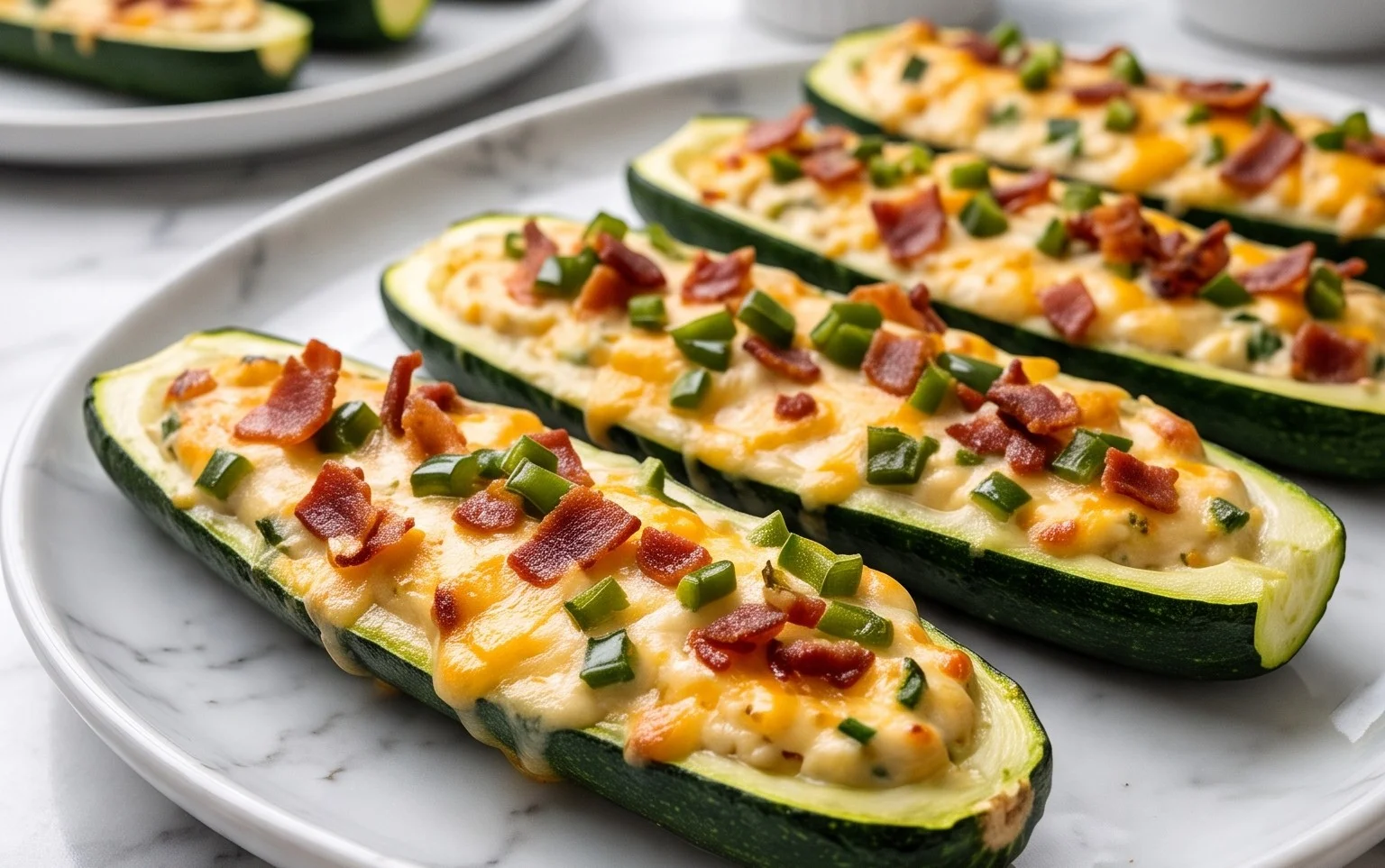 Jalapeno Popper Zucchini Boats