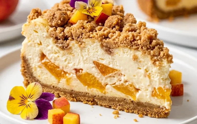 Peach Cream Cheese Cake with Streusel Topping