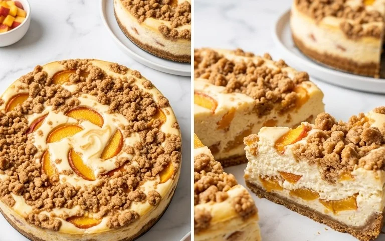 Peach Cream Cheese Cake with Streusel Topping