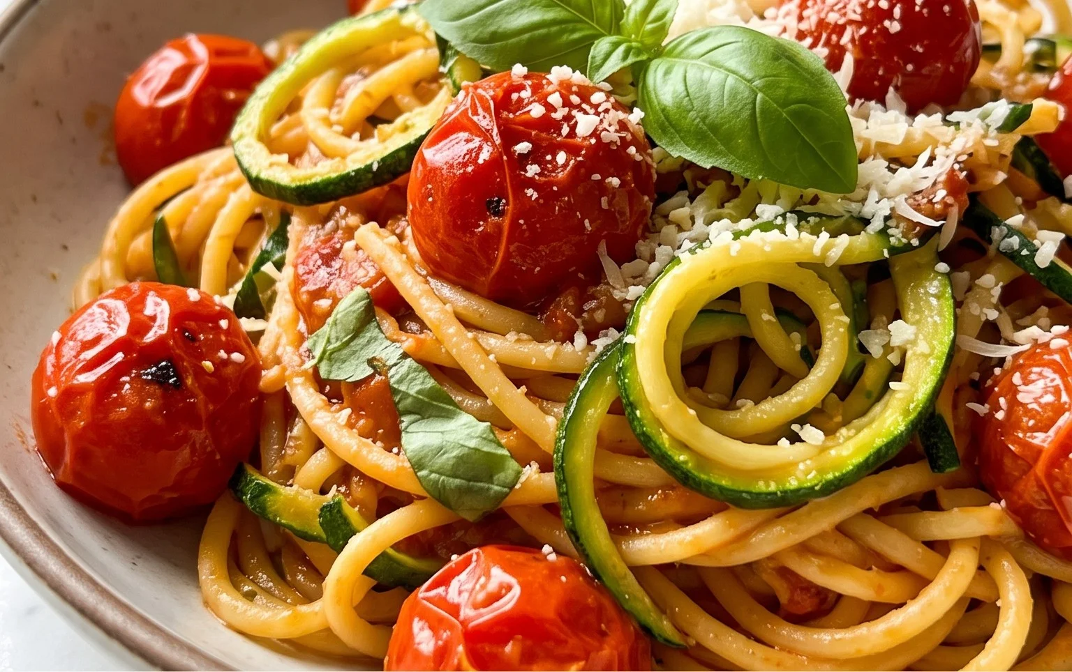 Healthy Tomato Zucchini Pasta