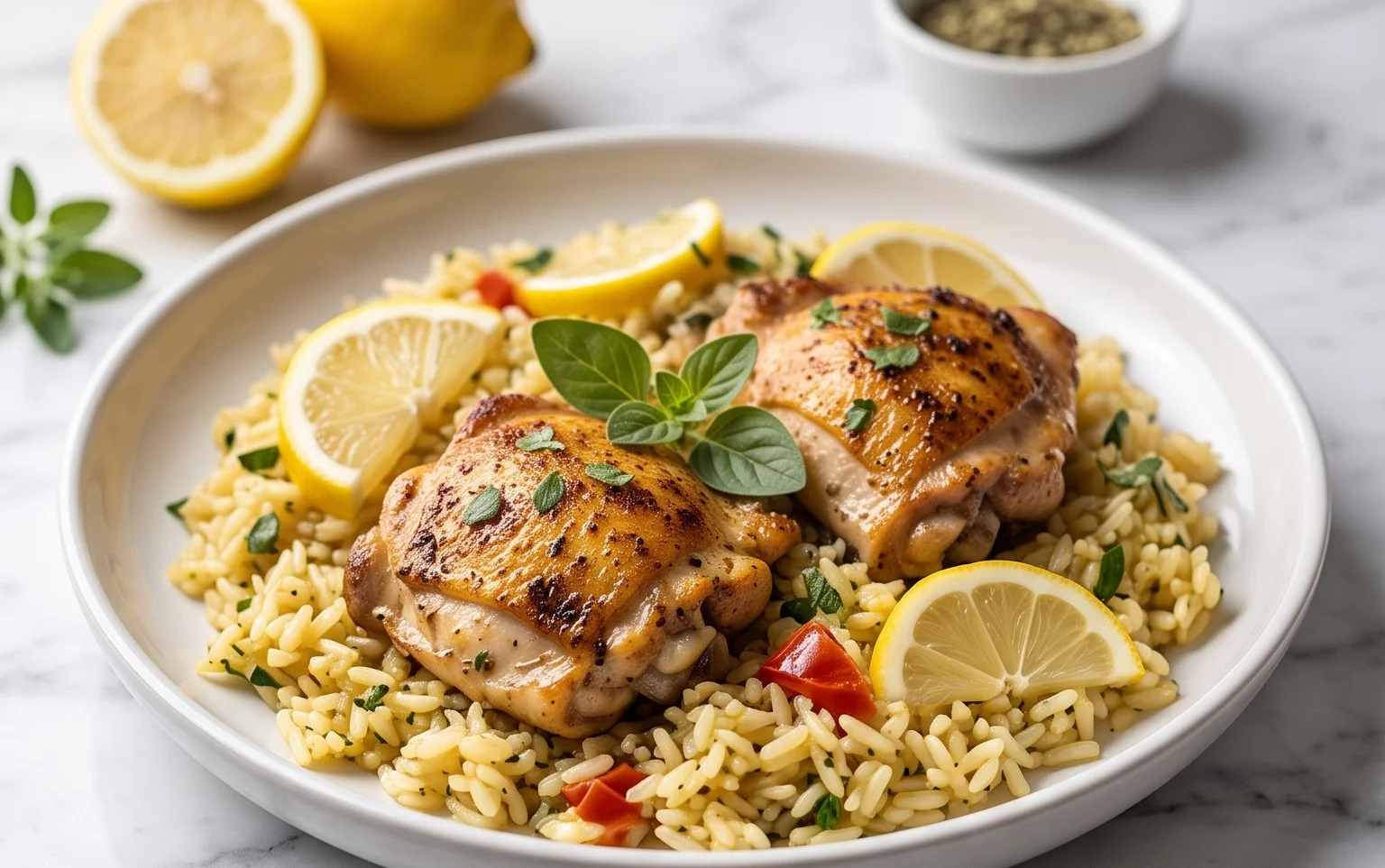 Greek Chicken and Lemon Rice (30 Minutes, One-Pot)