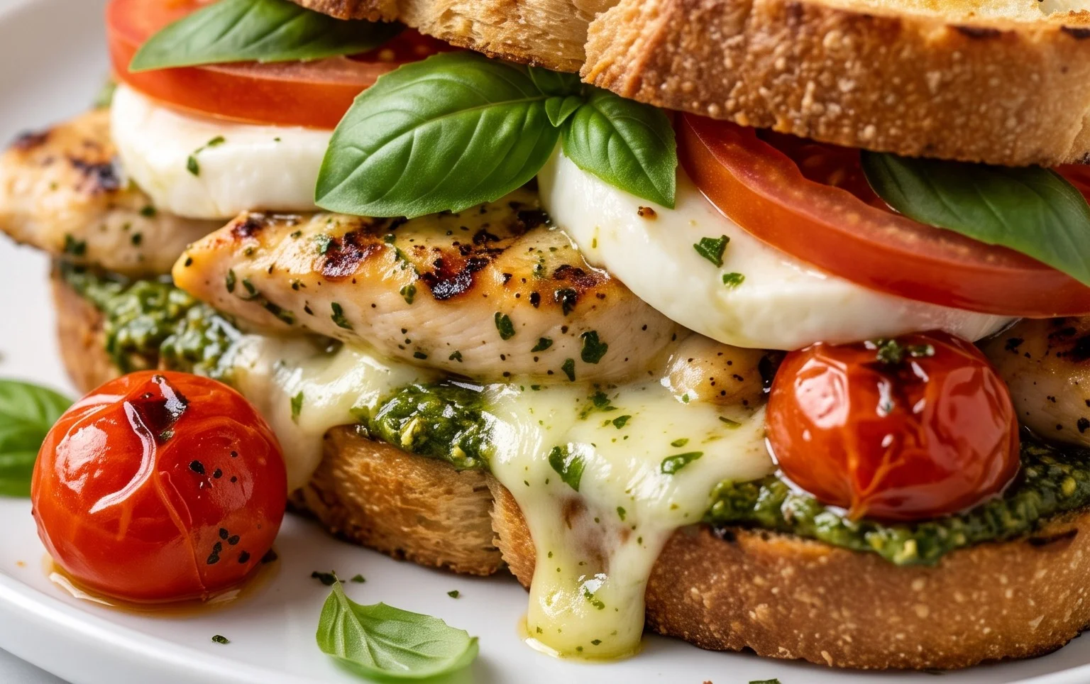 Chicken Pesto Caprese Sandwich