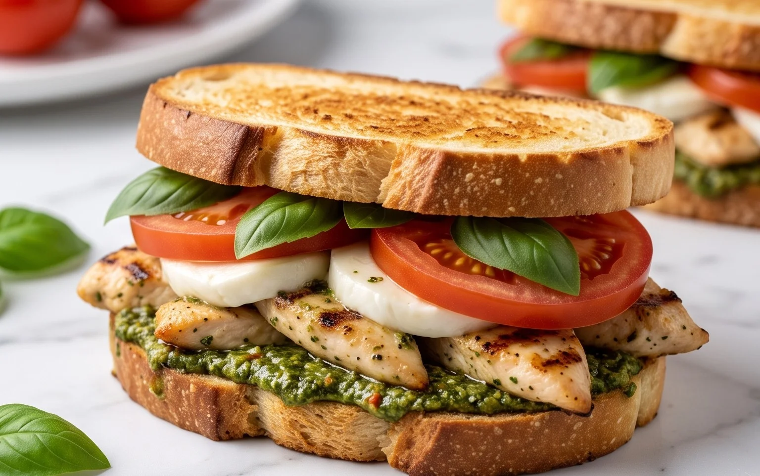 Chicken Pesto Caprese Sandwich