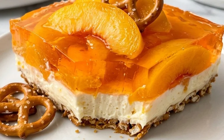 Peach Pretzel Salad Dessert