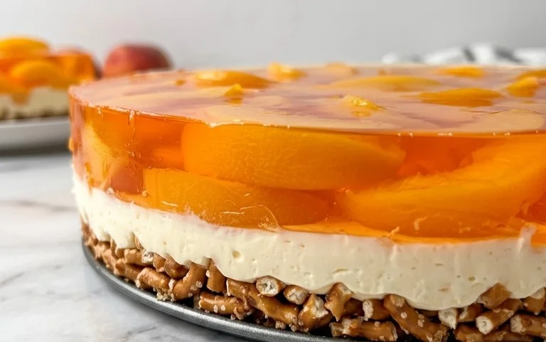 Peach Pretzel Salad Dessert
