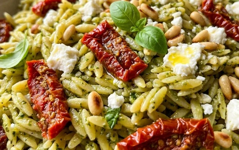 Sun Dried Tomato Orzo Pesto Salad