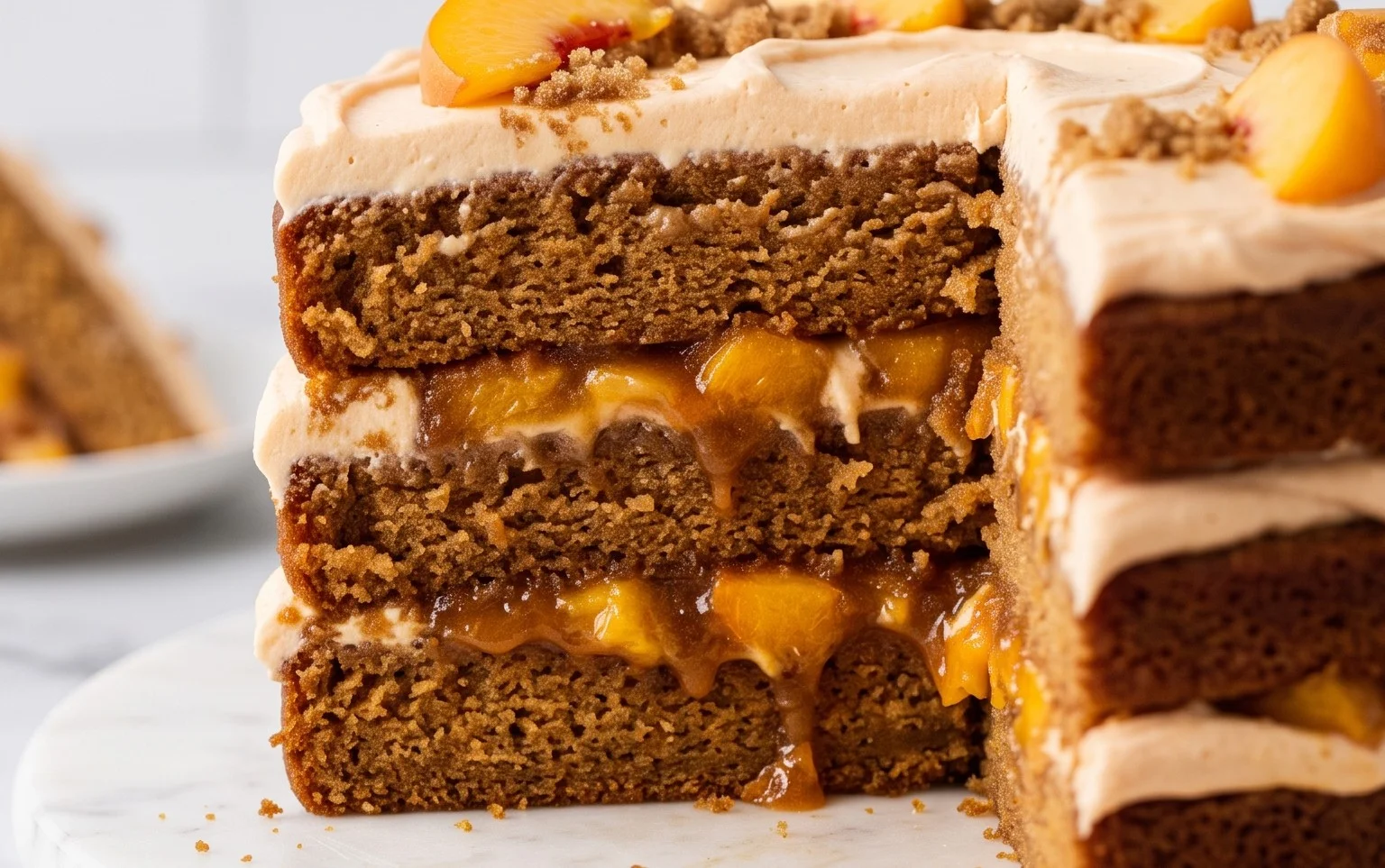 Brown Sugar Layer Cake with Peach Filling