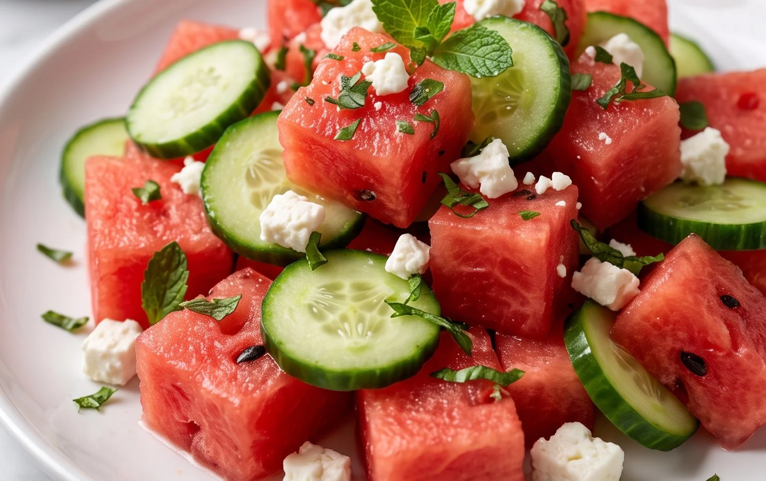 Watermelon Salad with Cucumber and Feta