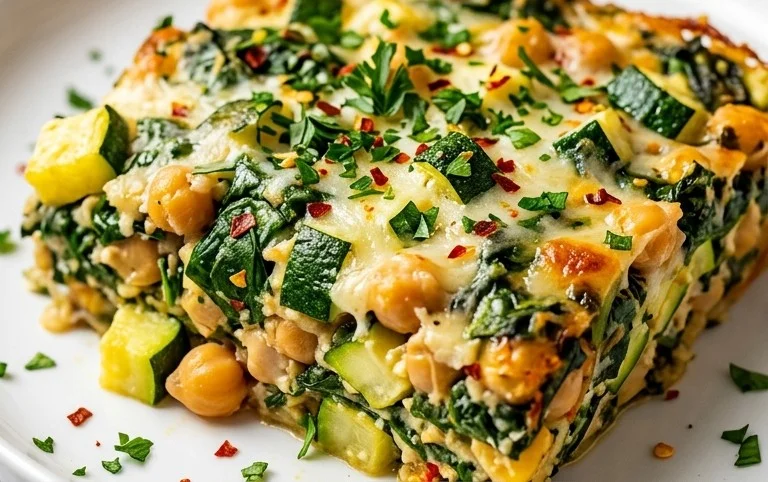 Spinach Zucchini Chickpea Bake