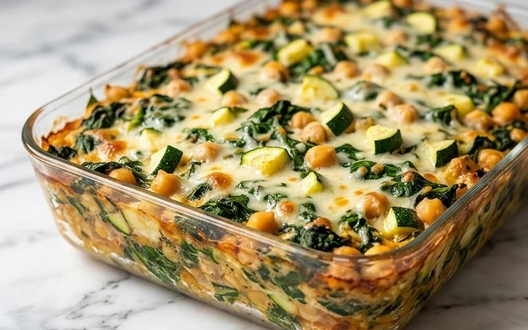 Spinach Zucchini Chickpea Bake